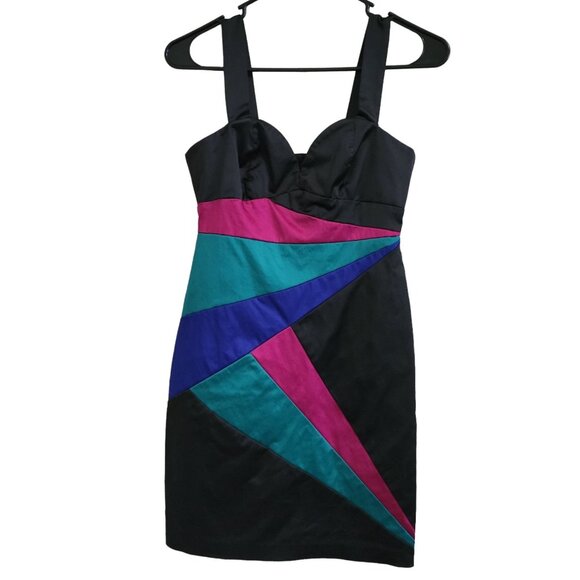 H&M Sheath Dress Womens Size 4 Cocktail Sleeveless Empire Waist Black Back Zip - Picture 1 of 4
